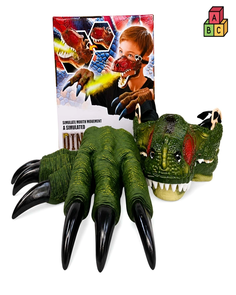 SET DE MASCARA Y GARRAS DE DINOSAURIO AVENTURA JURASICA INTERACTIVA - 5