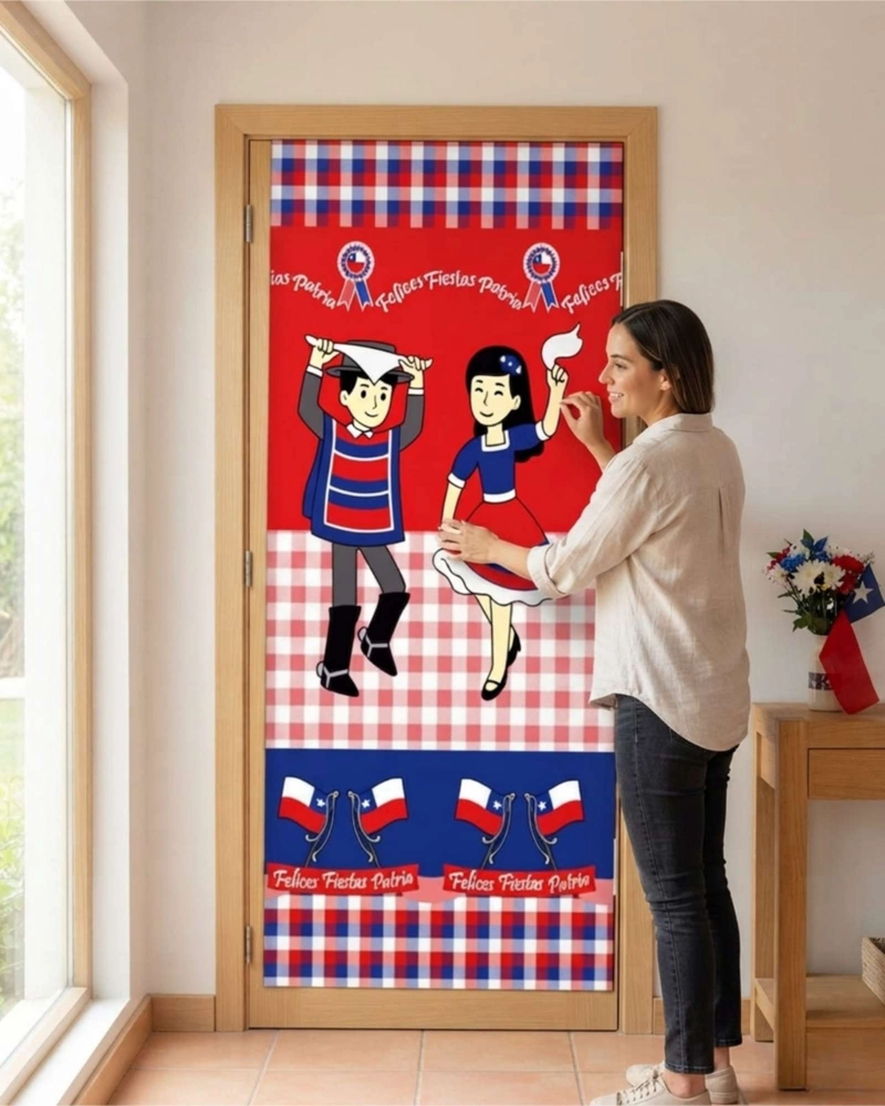DECORACION 18 DE SEPTIEMBRE CHILENO FUNDA PARA PUERTA - 1