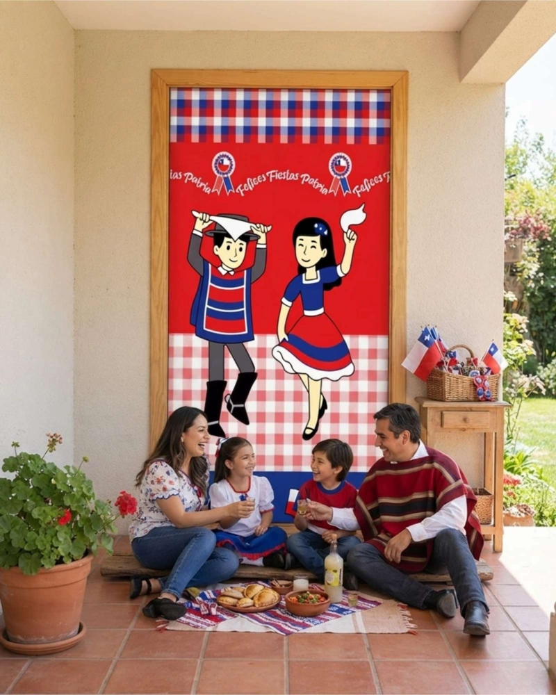 DECORACION 18 DE SEPTIEMBRE CHILENO FUNDA PARA PUERTA - 3