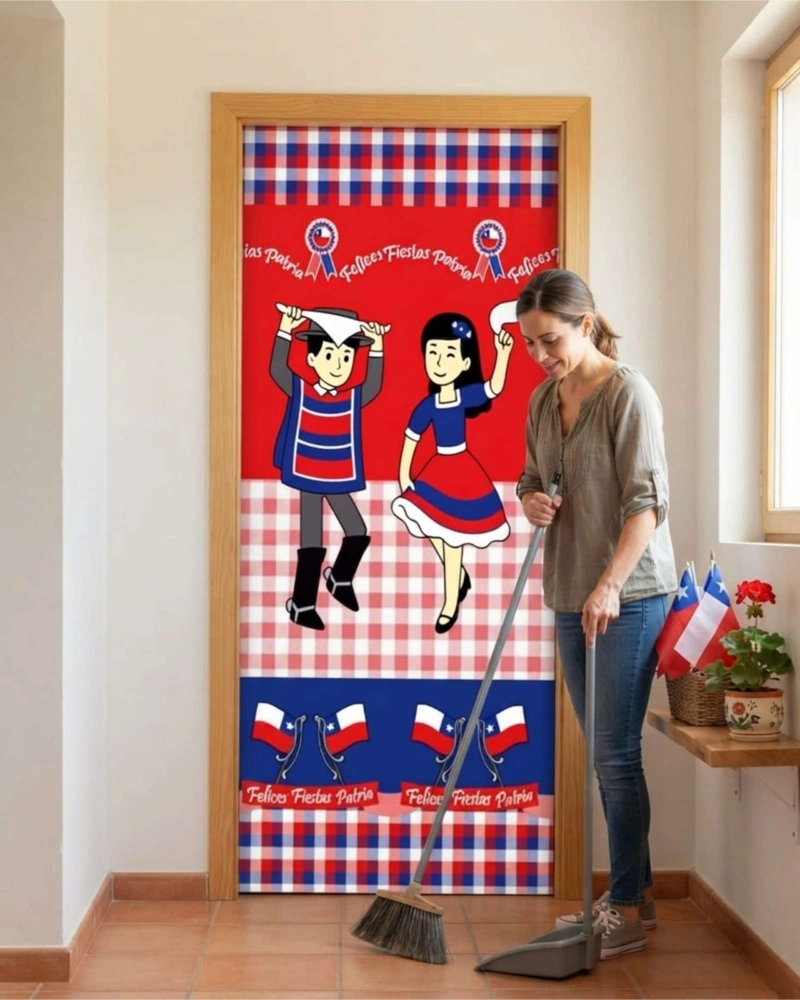 DECORACION 18 DE SEPTIEMBRE CHILENO FUNDA PARA PUERTA - 4