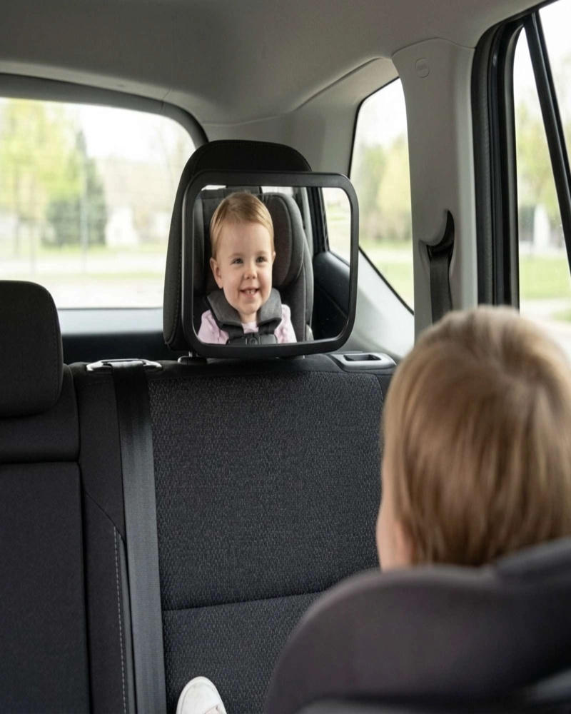ESPEJO RETROVISOR DE AUTO PARA BEBE  ROTACION 360 AJUSTABLE Y ANTIGOLPES - 1