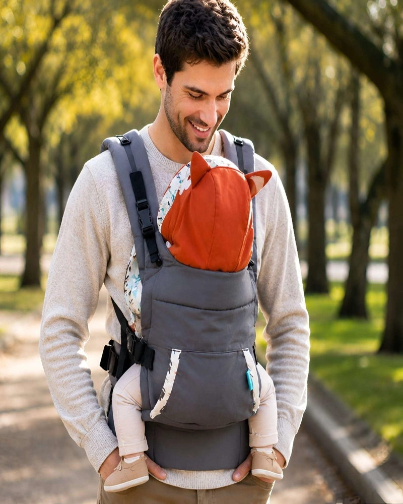 PORTABEBE  ERGONOMICO MULTIFUNCIONAL CON CAPUCHA DESMONTABLE - 4