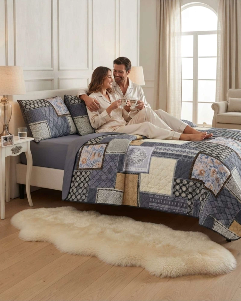 CUBRECAMA QUILT DE VERANO KING DELGADO ULTRA LIVIANO + 2 ALMOHADAS - 1
