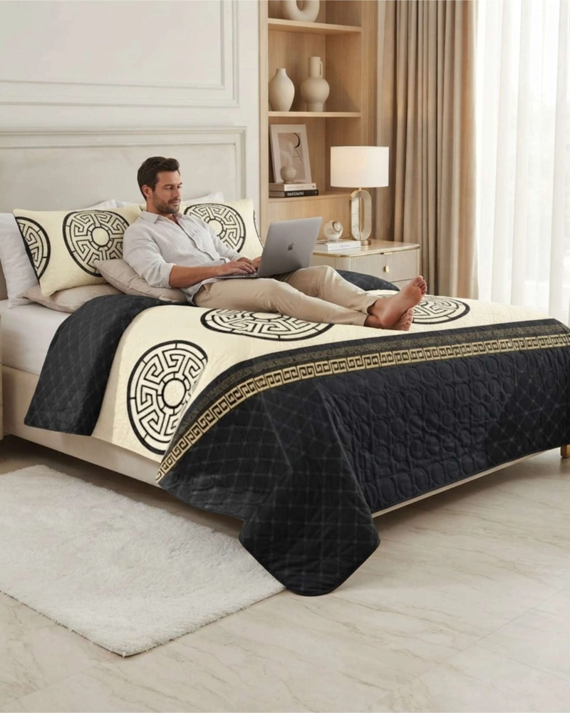 CUBRECAMA QUILT DE VERANO 2 PLAZAS DELGADO + 2 ALMOHADAS - 4