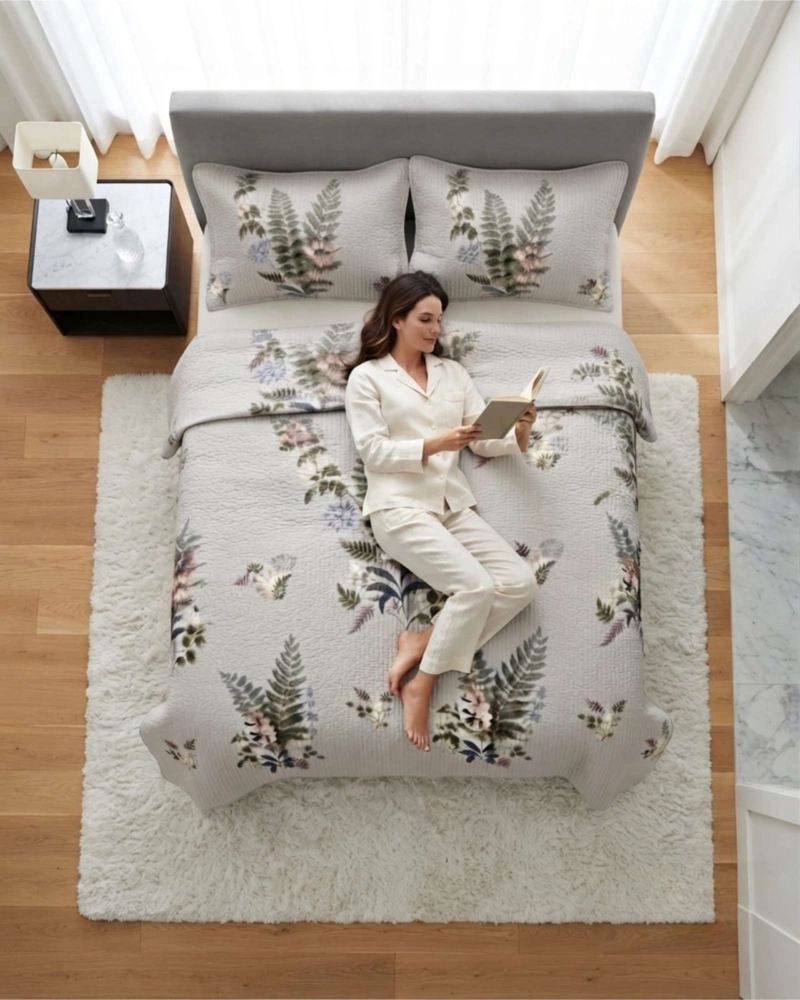 CUBRECAMA QUILT DE VERANO 2 PLAZAS DELGADO + 2 ALMOHADADAS - 2