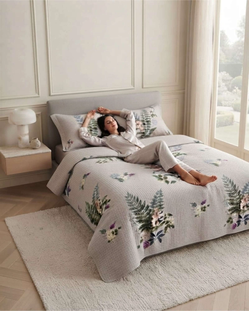 CUBRECAMA QUILT DE VERANO 2 PLAZAS DELGADO + 2 ALMOHADADAS - 3