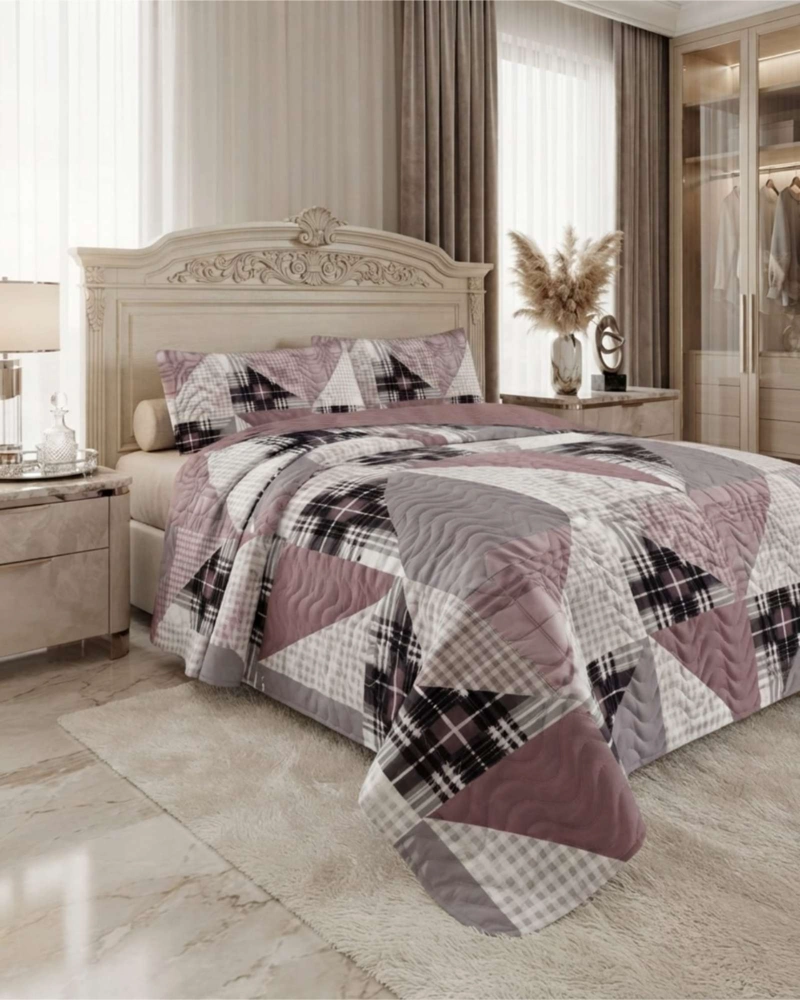 CUBRECAMA QUILT DE VERANO 2 PLAZAS DELGADO + 2 ALMOHADADAS - 2