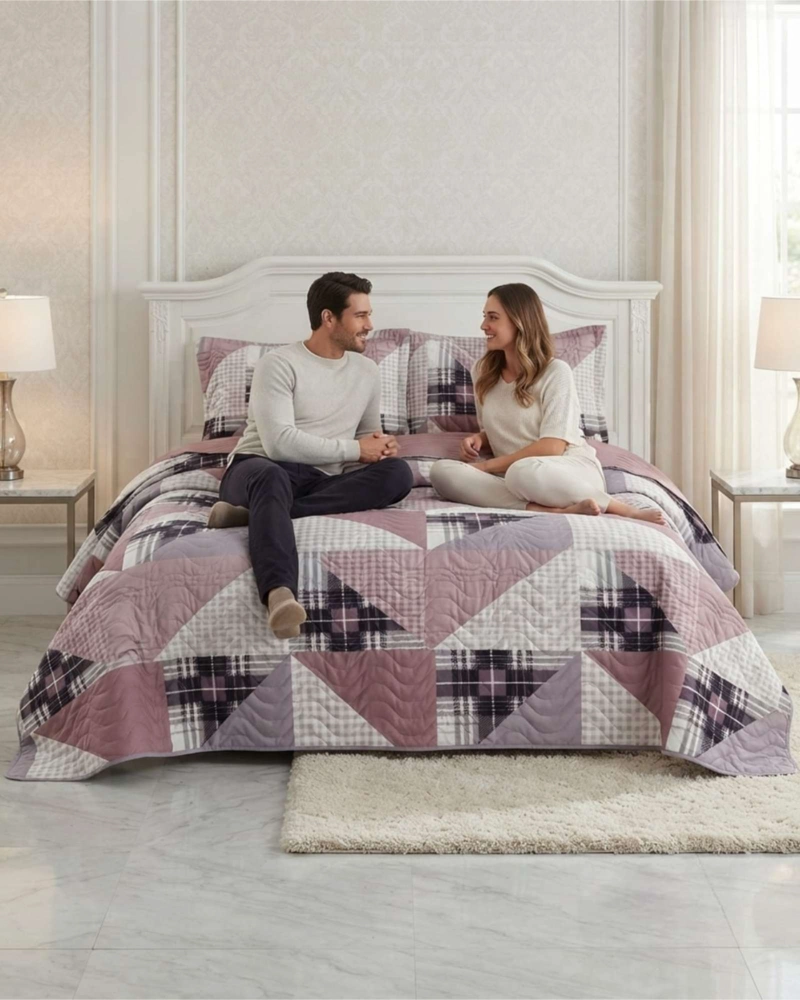 CUBRECAMA QUILT DE VERANO 2 PLAZAS DELGADO + 2 ALMOHADADAS - 4