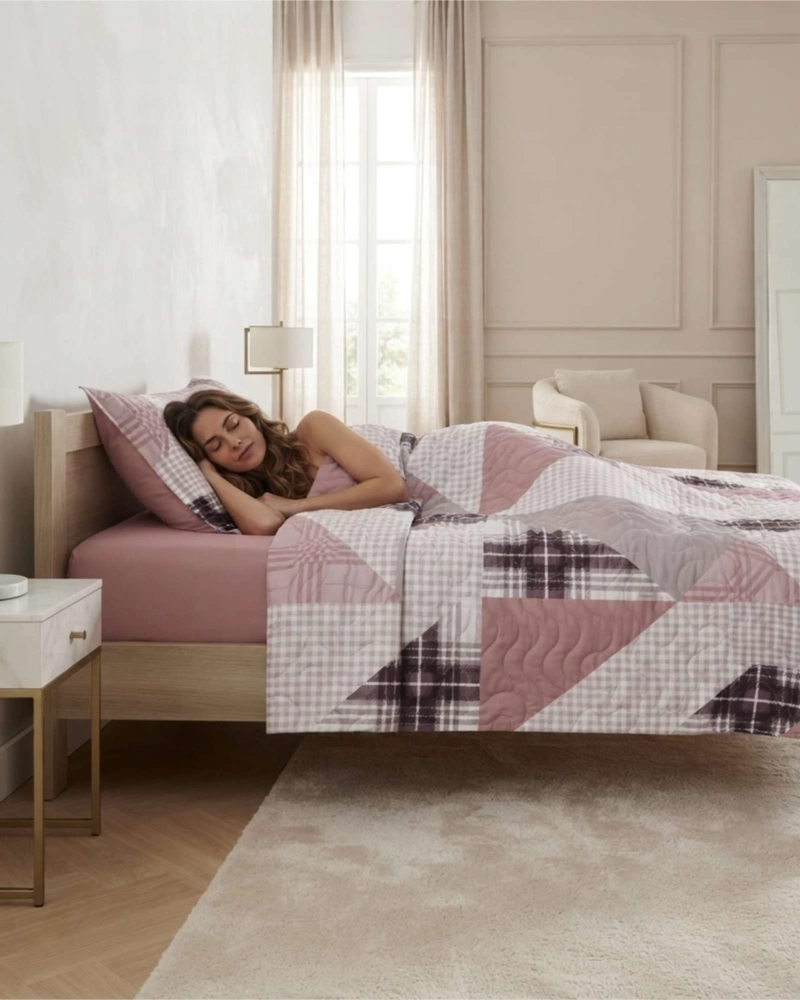 CUBRECAMA QUILT DE VERANO 1.5 PLAZAS DELGADO + 1 ALMOHADA - 5