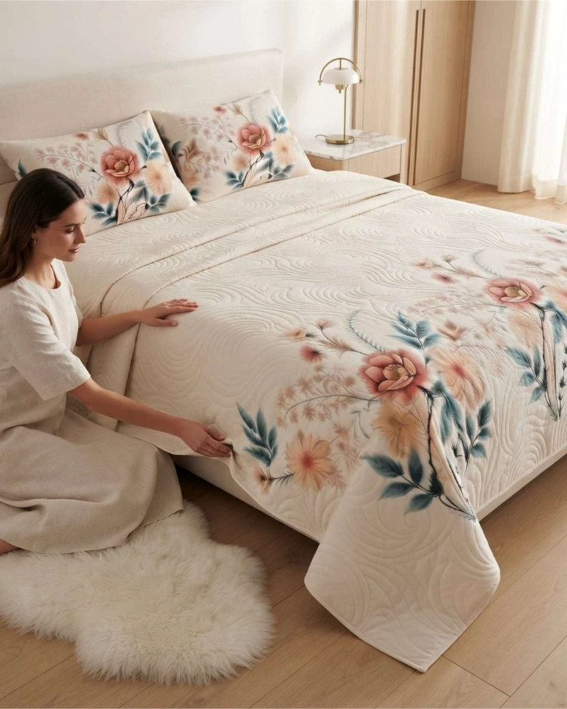 CUBRECAMA QUILT DE VERANO SUPER KING DELGADO ULTRA LIVIANO + 2 ALMOHADAS - 1