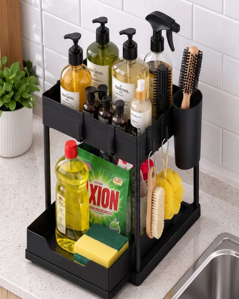 ORGANIZADOR GABINETE DESLIZANTE 2 NIVELES BAÑO Y COCINA - 4