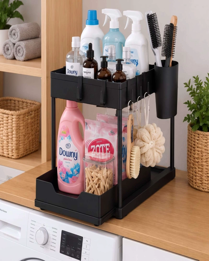 ORGANIZADOR GABINETE DESLIZANTE 2 NIVELES BAÑO Y COCINA - 5