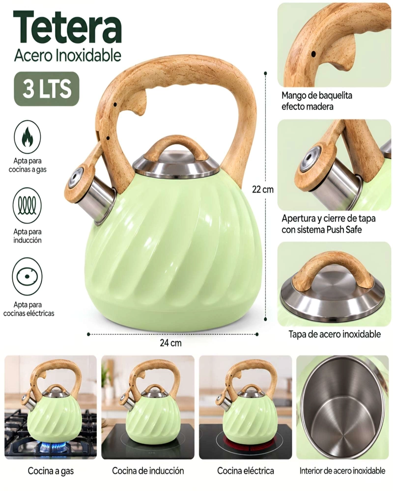 TETERA DE ACERO INOXIDABLE 3 LITROS MULTICOCINA - 5