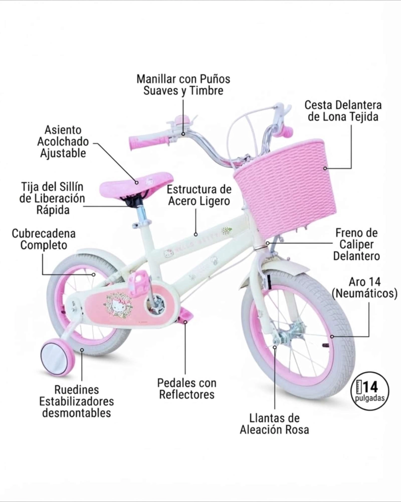 BICICLETA INFANTIL ARO 14 PARA NIÑA EDICION ESPECIAL - 5