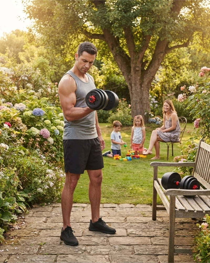SET DE MANCUERNAS Y BARRA AJUSTABLE 15 KG PARA ENTRENAMIENTO - 3