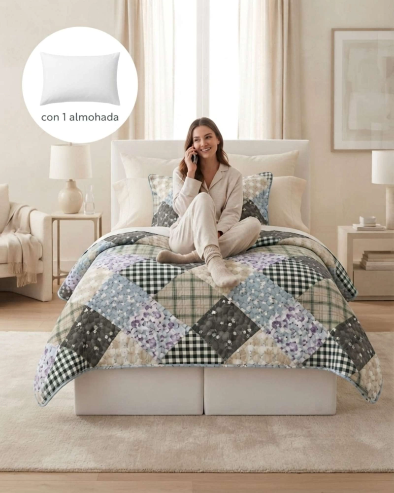 SET CUBRECAMA DE VERANO PLAZA Y MEDIA 180X230 CM MAS 1 ALMOHADA - 3