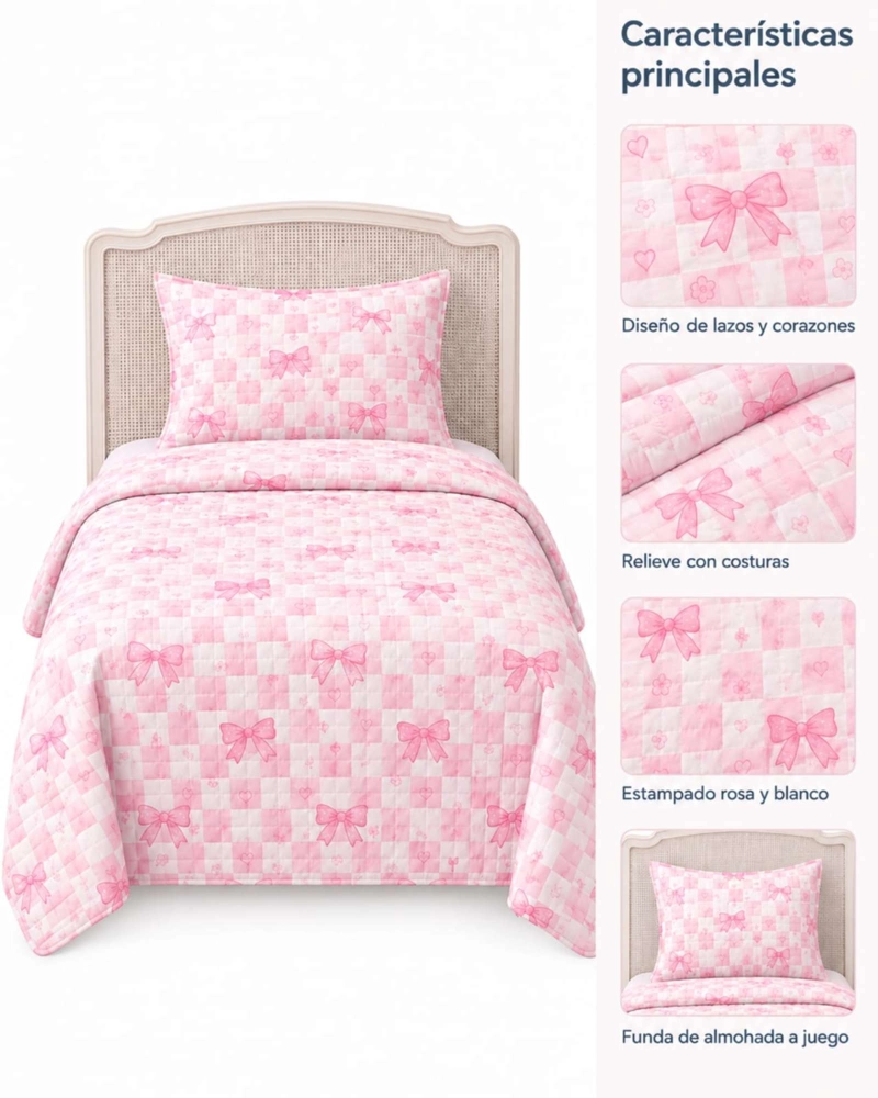 SET CUBRECAMA DE VERANO PLAZA Y MEDIA 180X230 CM MAS 1 ALMOHADA - 5