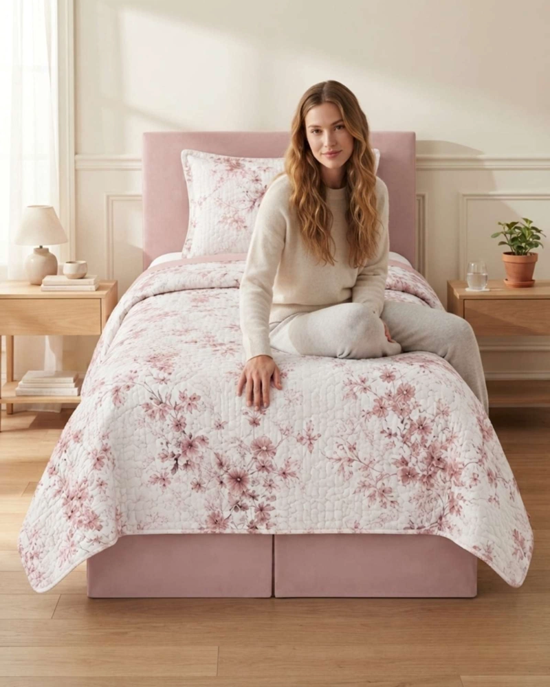 CUBRECAMA DE VERANO PLAZA Y MEDIA LIVIANO Y FRESCO CUBRELECHO QUILT - 5