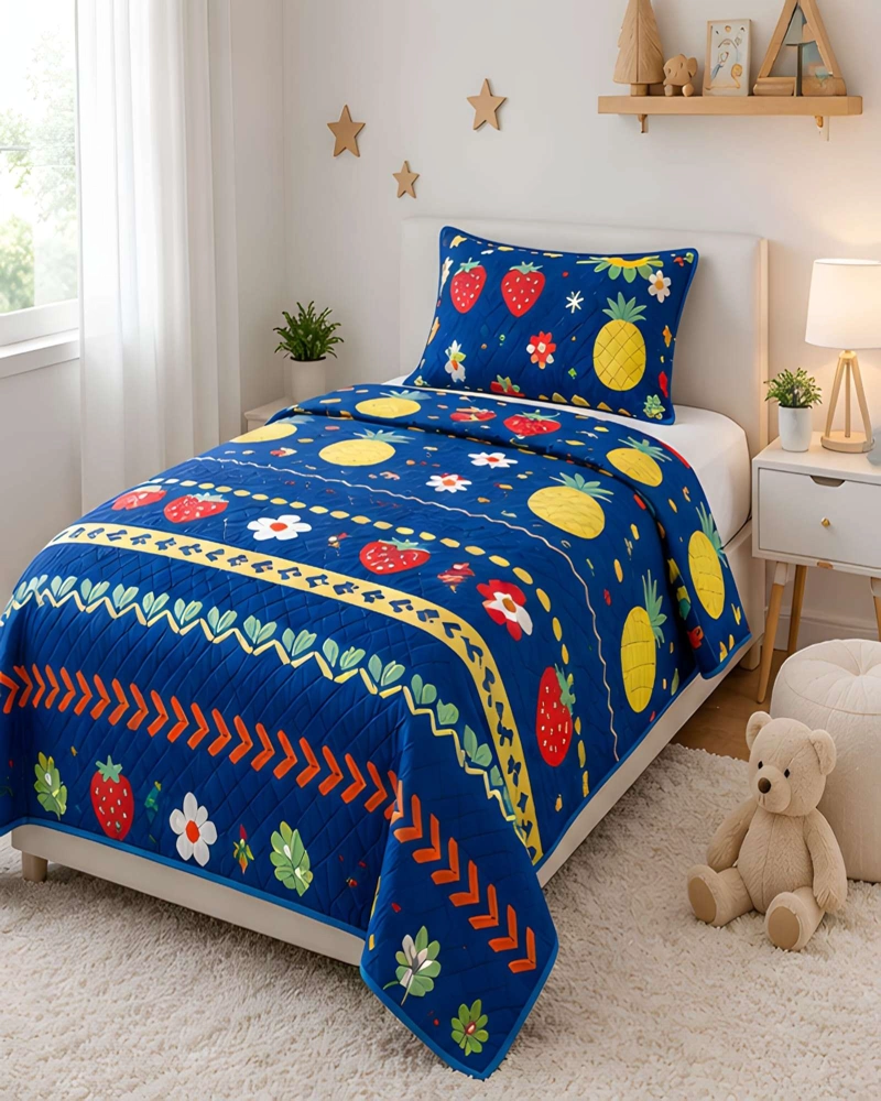 CUBRECAMA ACOLCHADO 1.5 PLAZAS (180X230 CM) + 1 ALMOHADA + 1 FUNDA - 1