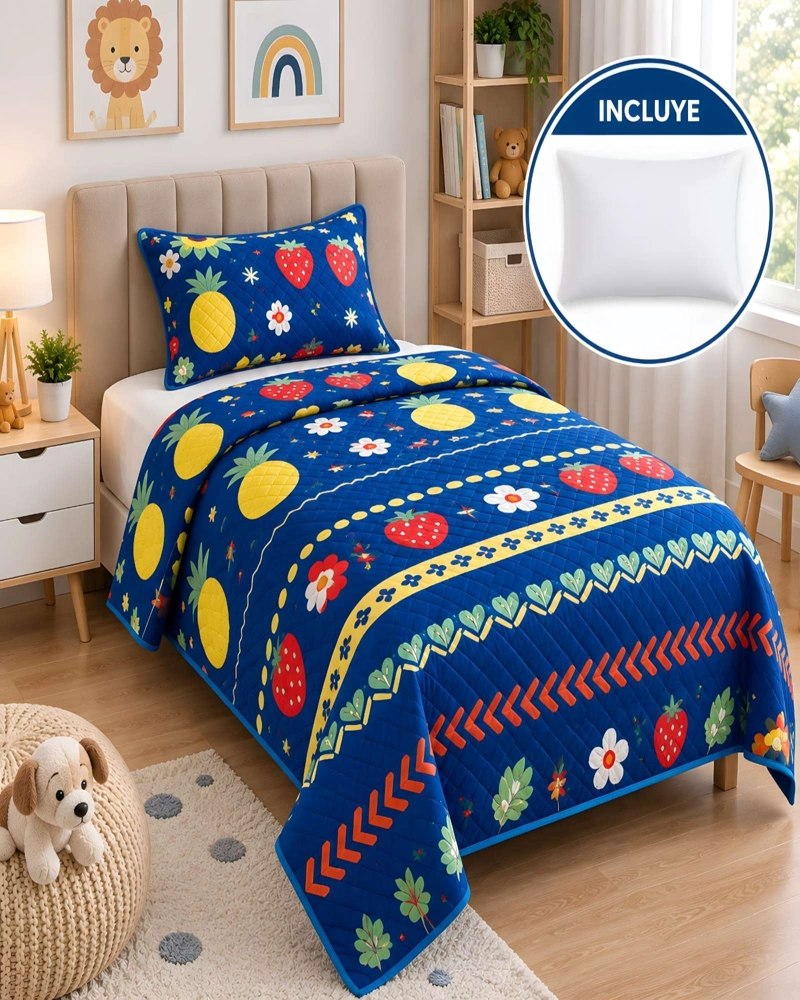 CUBRECAMA ACOLCHADO 1.5 PLAZAS (180X230 CM) + 1 ALMOHADA + 1 FUNDA - 5