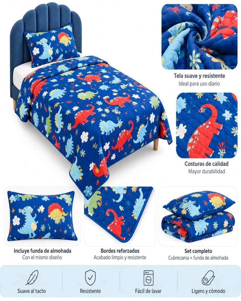 CUBRECAMA 1.5 PLAZAS (180X230 CM) + 1 ALMOHADA + 1 FUNDA - 5