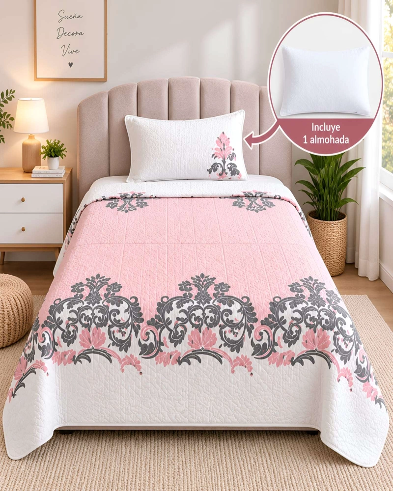 CUBRECAMA 1.5 PLAZAS (180X230 CM) + 1 ALMOHADA + 1 FUNDA - 2