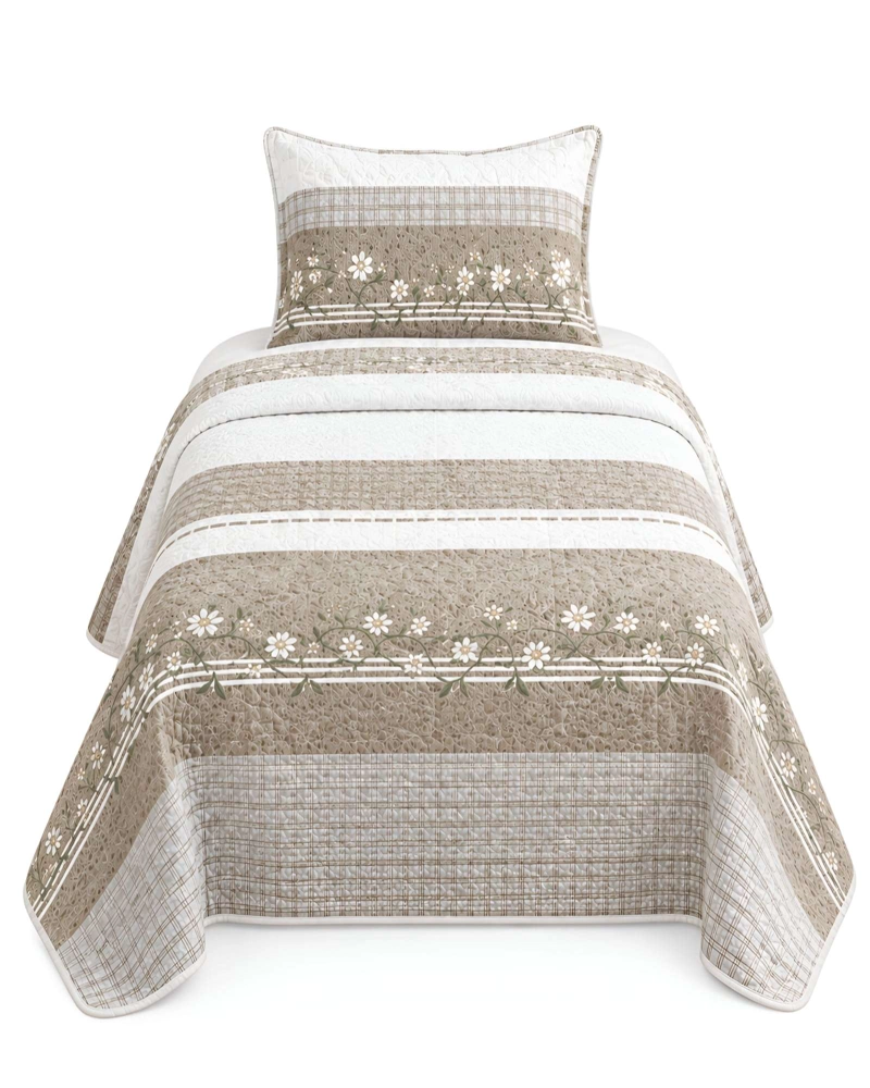 CUBRECAMA ACOLCHADO 1.5 PLAZAS (180X230 CM) + 1 ALMOHADA + 1 FUNDA - 6