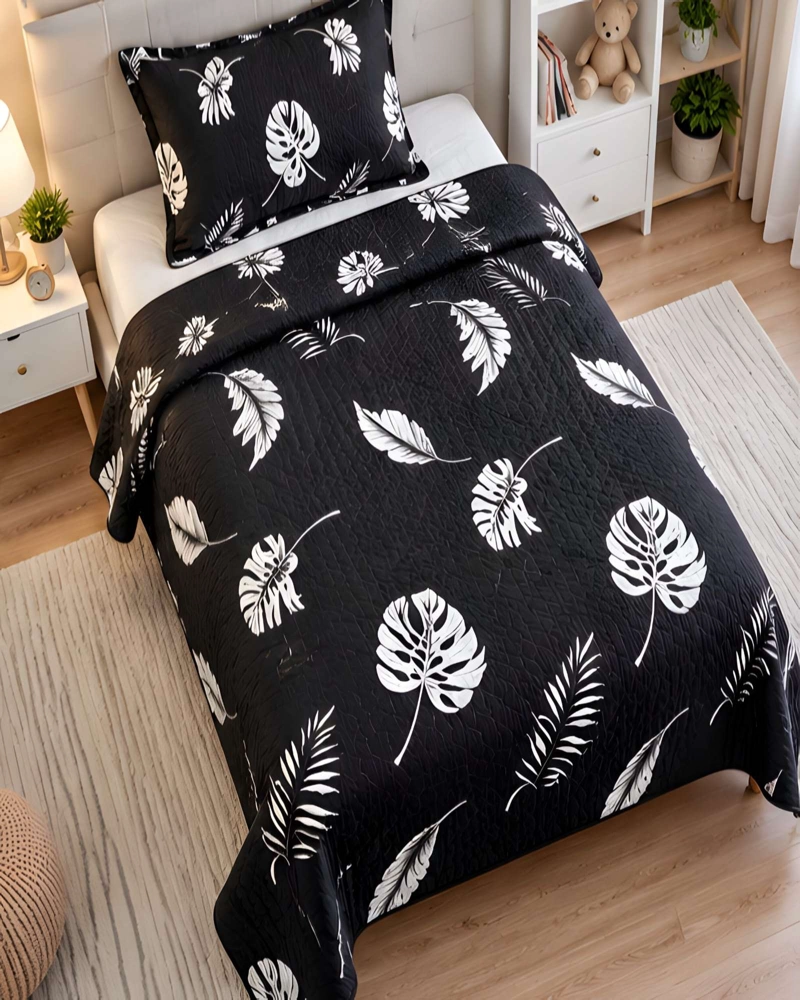 SET DE CUBRE CAMA Y FUNDA DE ALMOHADA PLAZA Y MEDIA 180X230CM - 1