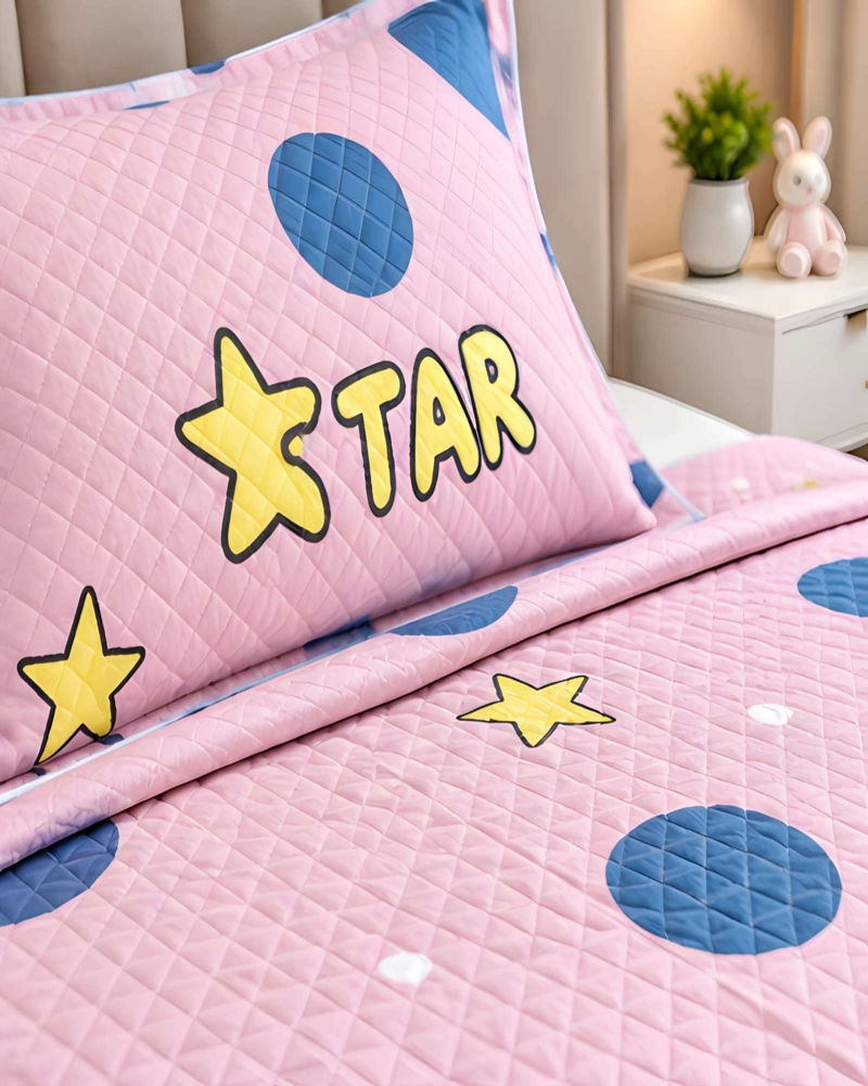 CUBRECAMA ACOLCHADO 1.5 PLAZAS (180X230 CM) + 1 ALMOHADA + 1 FUNDA - 1
