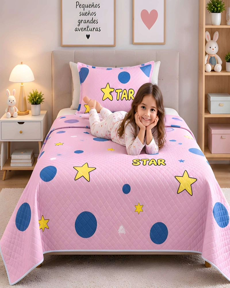 CUBRECAMA ACOLCHADO 1.5 PLAZAS (180X230 CM) + 1 ALMOHADA + 1 FUNDA - 2