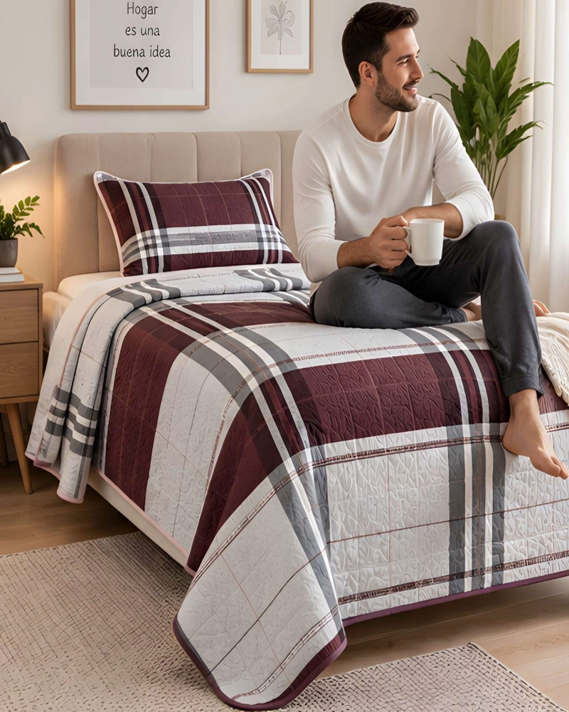 CUBRECAMA 1.5 PLAZAS (180X230 CM) + 1 ALMOHADA + 1 FUNDA - 1