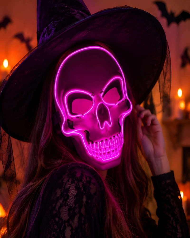 MASCARA DE CALAVERA LED EFECTO NEON IDEAL PARA HALLOWEEN - 2
