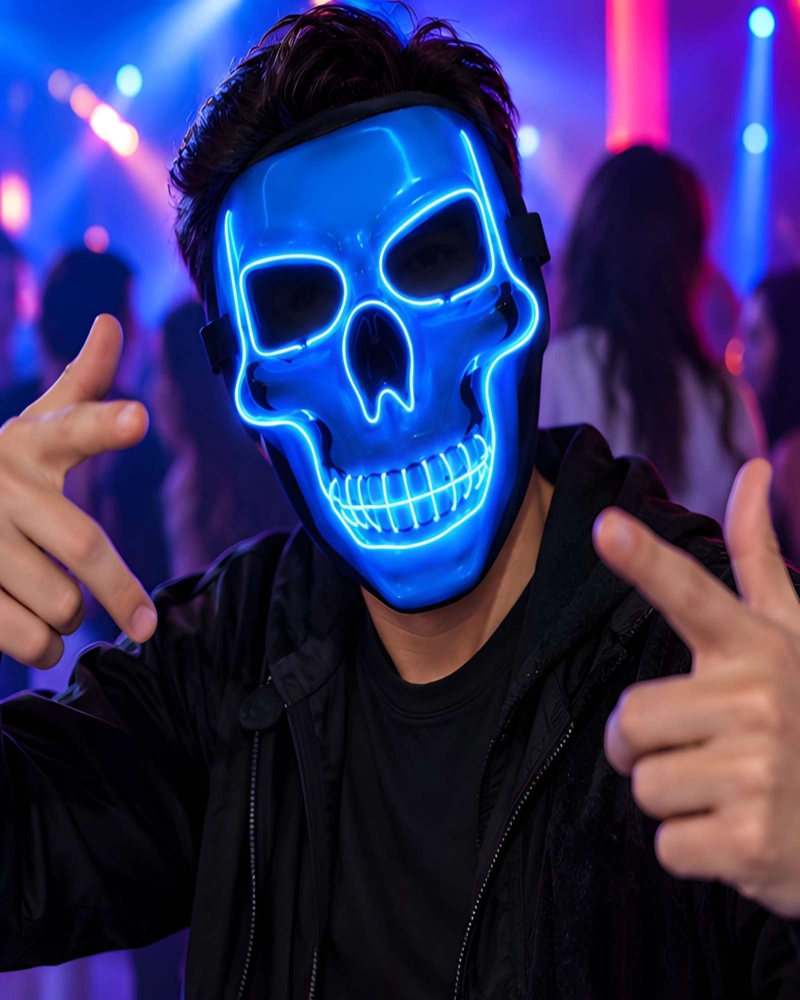 MASCARA DE CALAVERA LED EFECTO NEON IDEAL PARA HALLOWEEN - 1