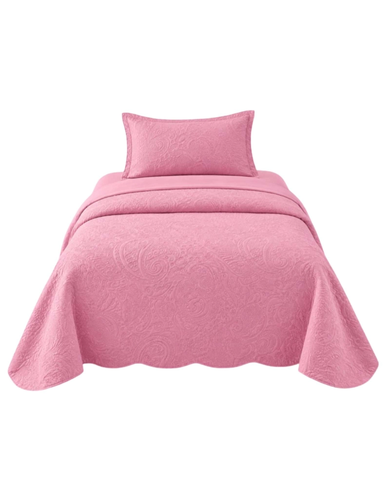 CUBRECAMA QUILT DE VERANO LISO 1.5 PLAZAS CON RELIEVE - 6