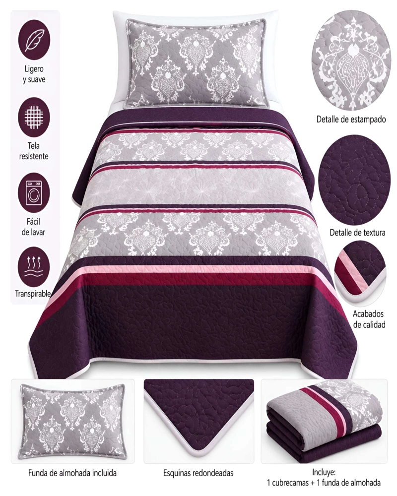 QUILT DELGADO DE VERANO PLAZA Y MEDIA ULTRA SUAVE - 5