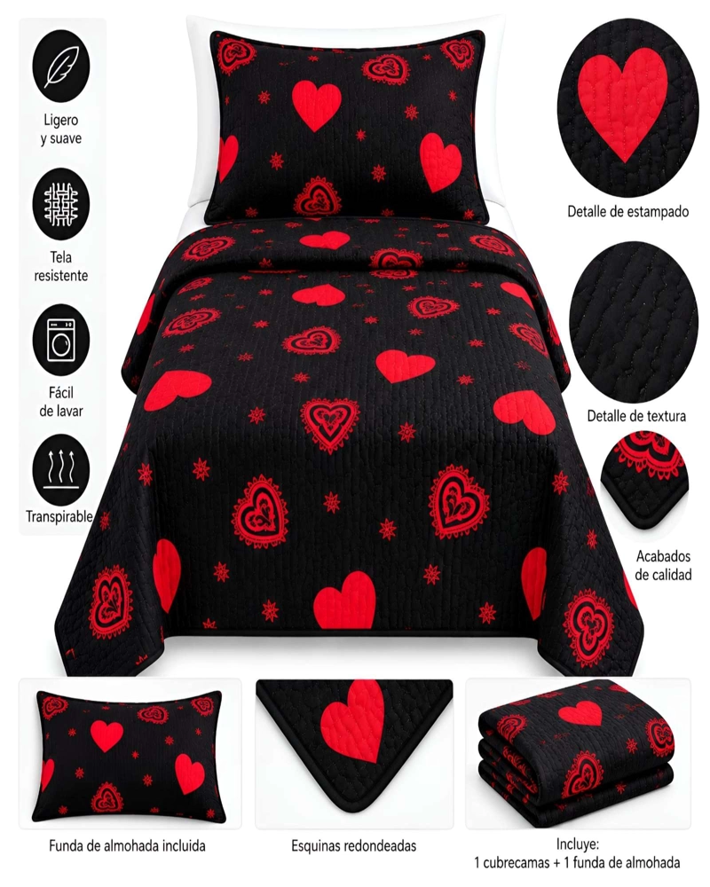 QUILT DELGADO DE VERANO PLAZA Y MEDIA MAS ALMOHADA ULTRA SUAVES - 5