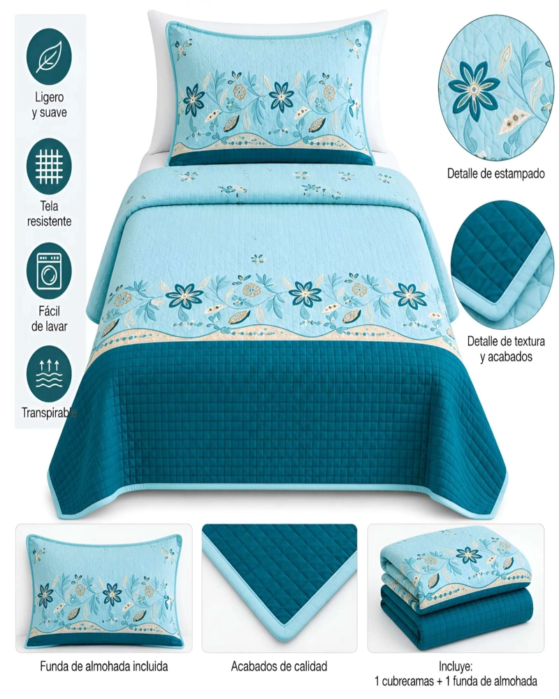 QUILT DELGADO DE VERANO PLAZA Y MEDIA ULTRA SUAVE - 5