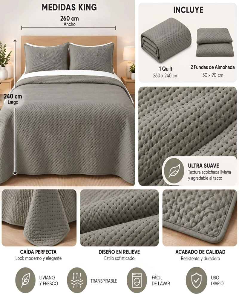 QUILT CADIZ ULTRA SOFT MASHINI KING  260 X 240 CM - 5