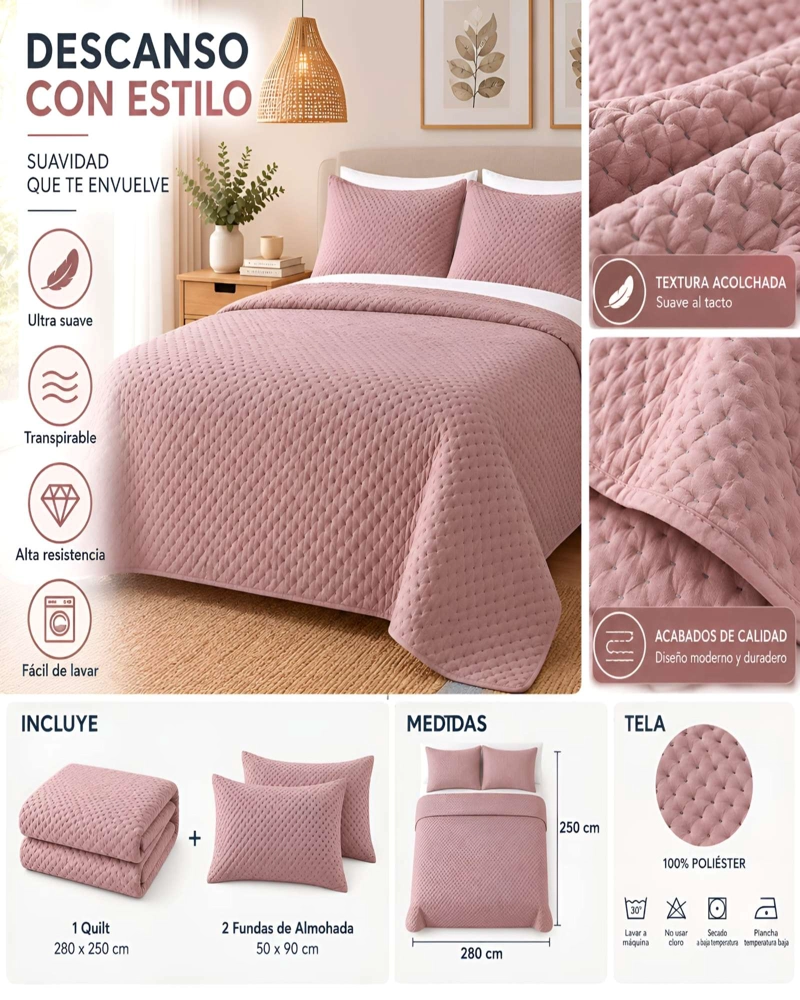 QUILT CADIZ ULTRA SOFT MASHINI SUPER KING 280 X 250 CM - 5