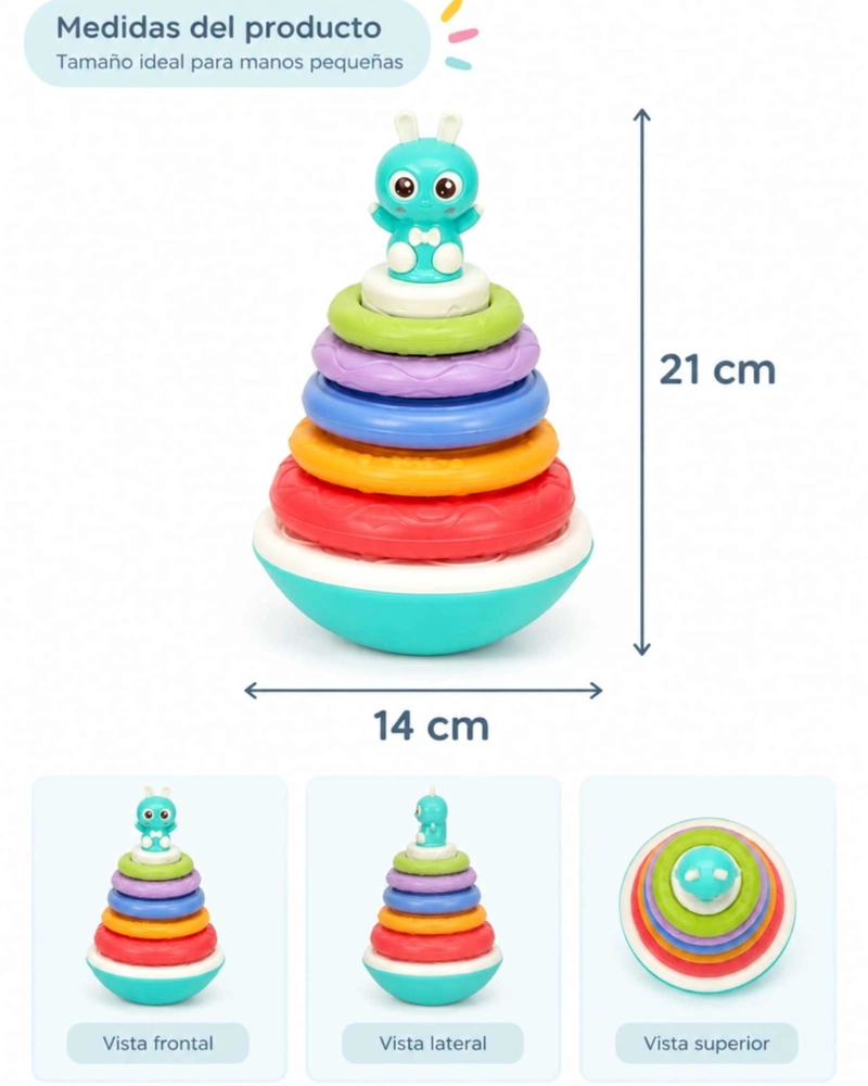 JUGUETE DIDACTICO APILABLE PARA BEBE  CON AROS DE COLORES - 4