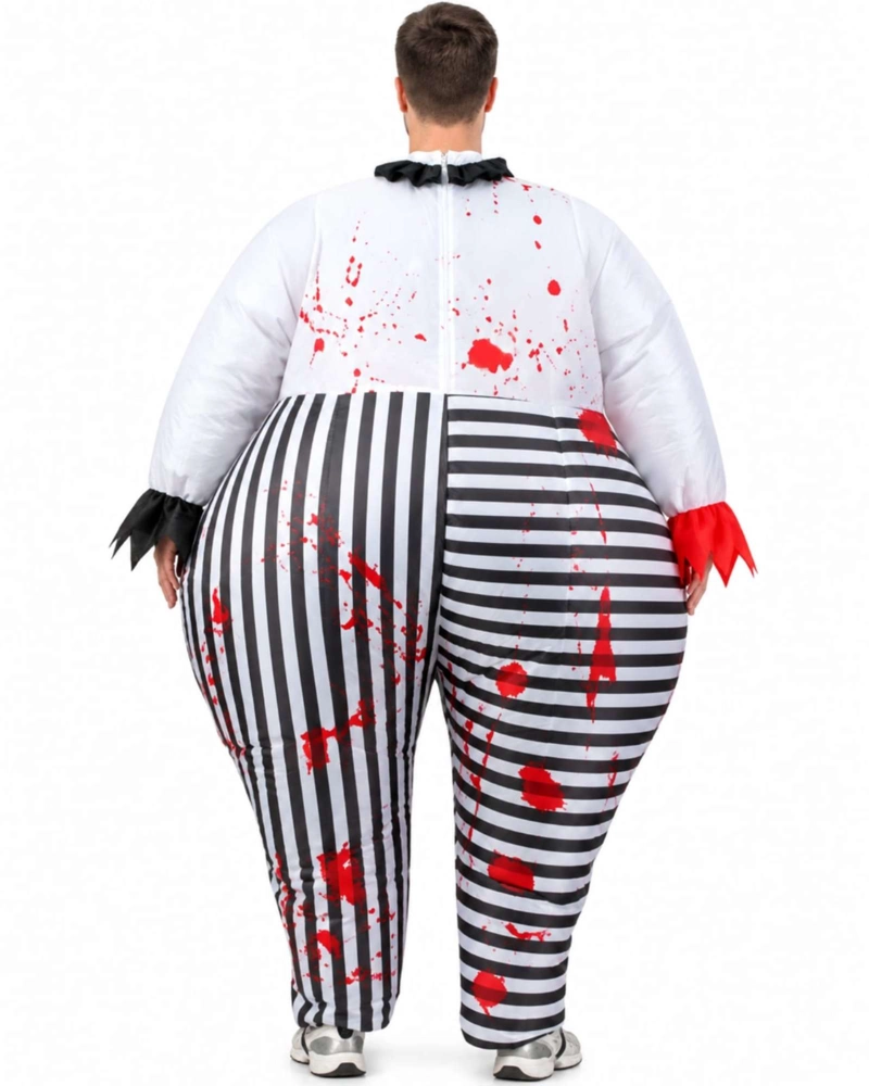 DISFRAZ DE HALLOWEEN PARA ADULTO CON RAYAS BLANCAS Y NEGRAS Y EFECTO SANGRE - 5