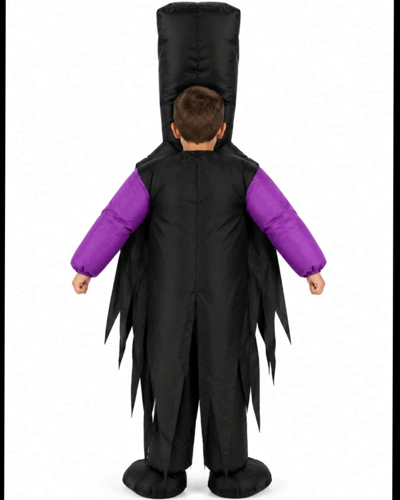 DISFRAZ DE HALLOWEEN INFANTIL FANTASMA CON CAPA NEGRA, TRAJE MORADO Y MANOS FANTASMALES - 5
