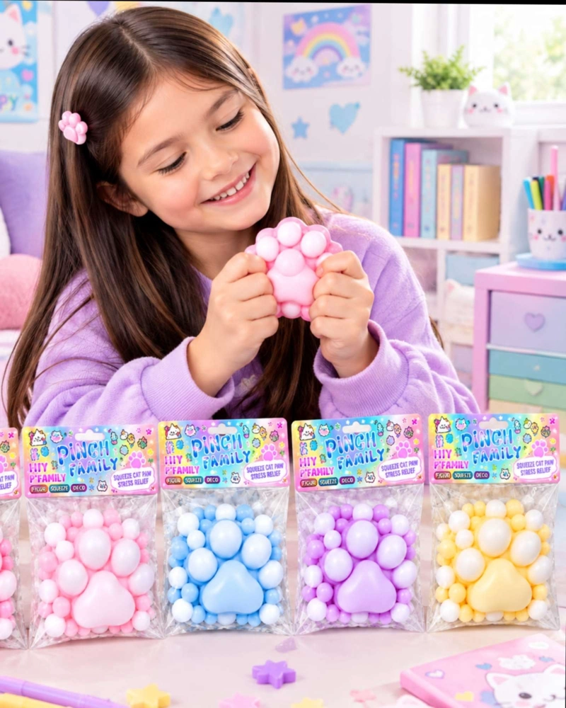 SET 12 UNIDADES SQUISHY PATITA DE GATO KAWAII ANTIESTRES - 2