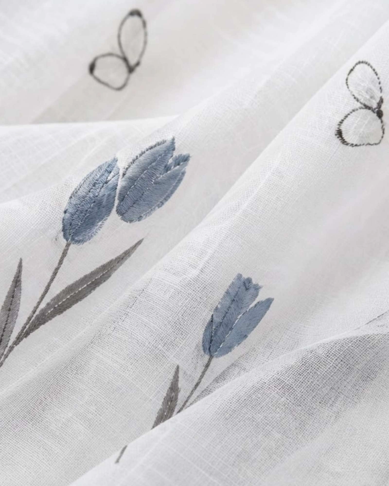 CORTINAS VISILLO TRANSLUCIDAS DISEÑO BOTANICO 2 UNIDADES - 4