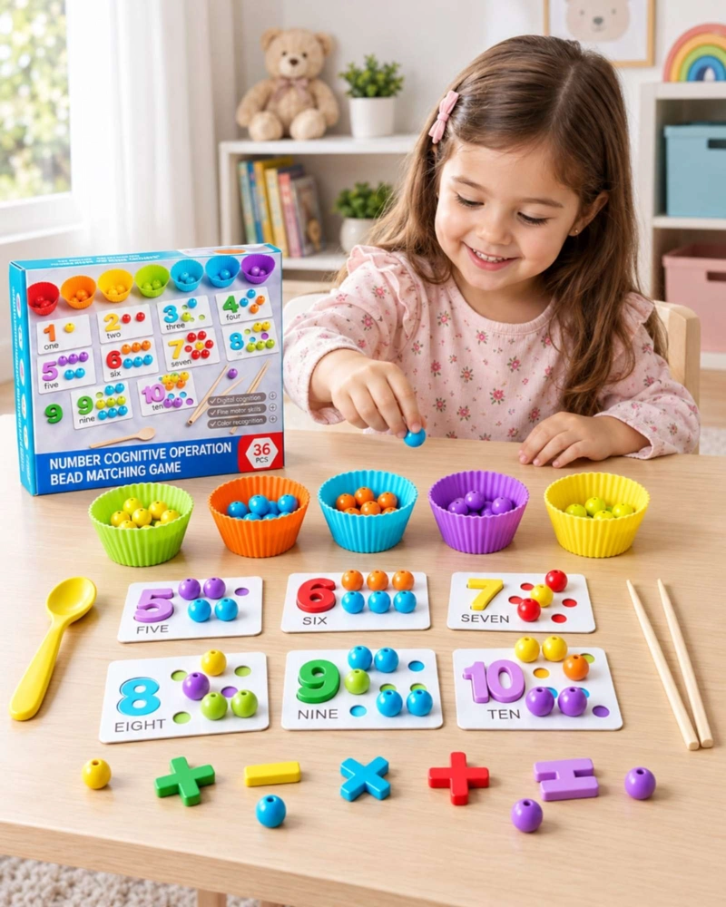 JUEGO EDUCATIVO DE MADERA MONTESSORI CONTEO COLORES Y NUMEROS - 1