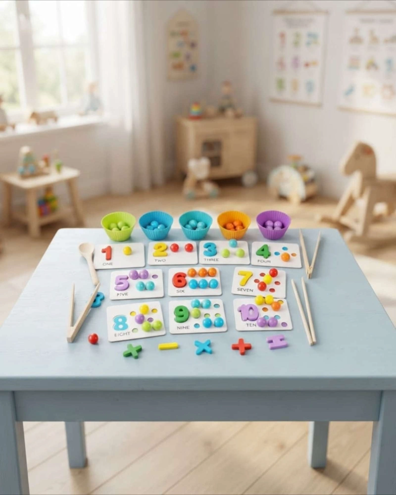 JUEGO EDUCATIVO DE MADERA MONTESSORI CONTEO COLORES Y NUMEROS - 5
