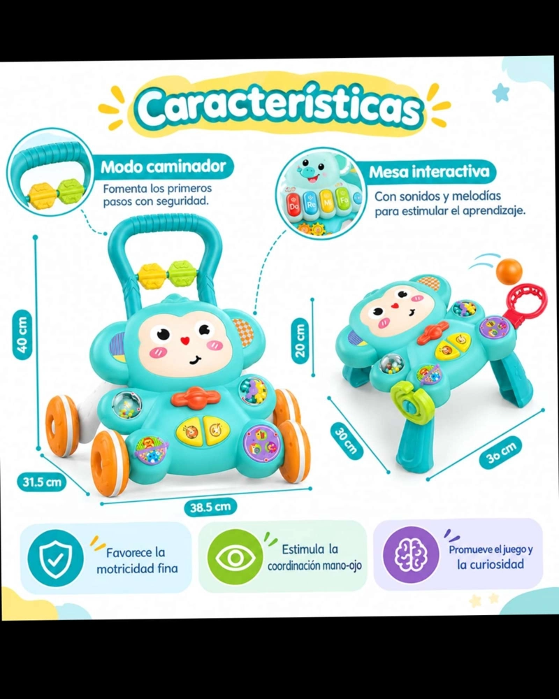ANDADOR INFANTIL 2 EN 1, CONVERTIBLE EN MESA DE ACTIVIDADES PARA BEBE - 5