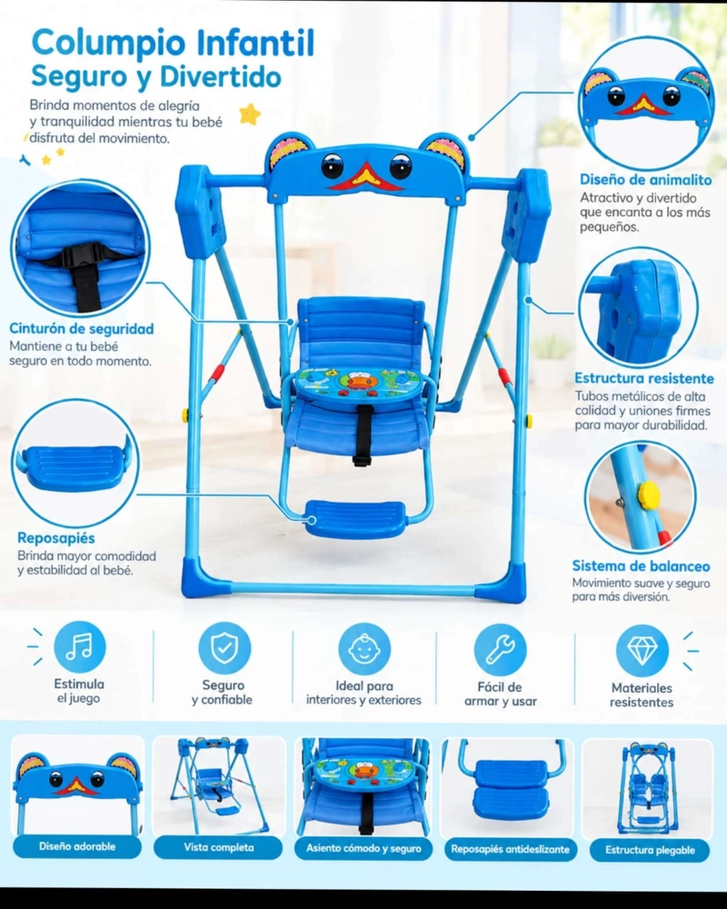 COLUMPIO INFANTIL SEGURO Y DIVERTIDO PARA INTERIORES - 5
