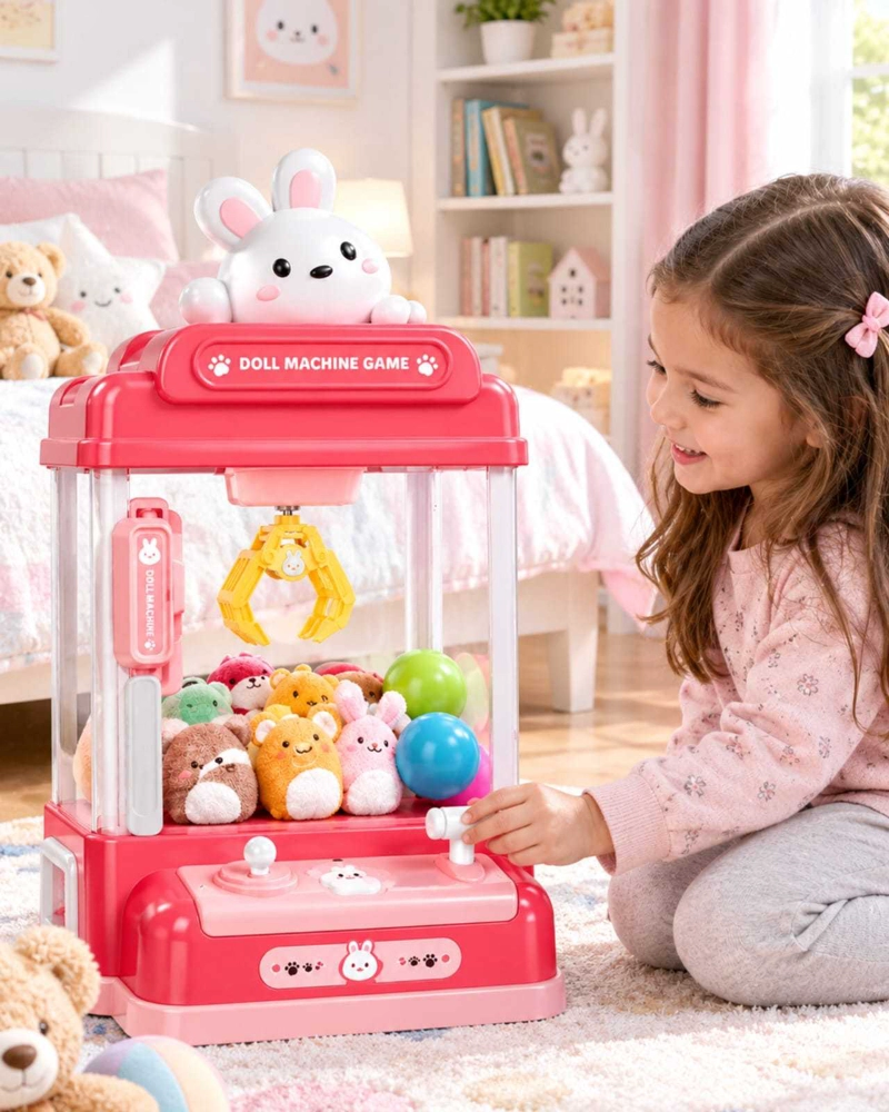 MAQUINA DE PELUCHES INFANTIL INTERACTIVA CON MINI PELUCHES Y CONTROLES - 1