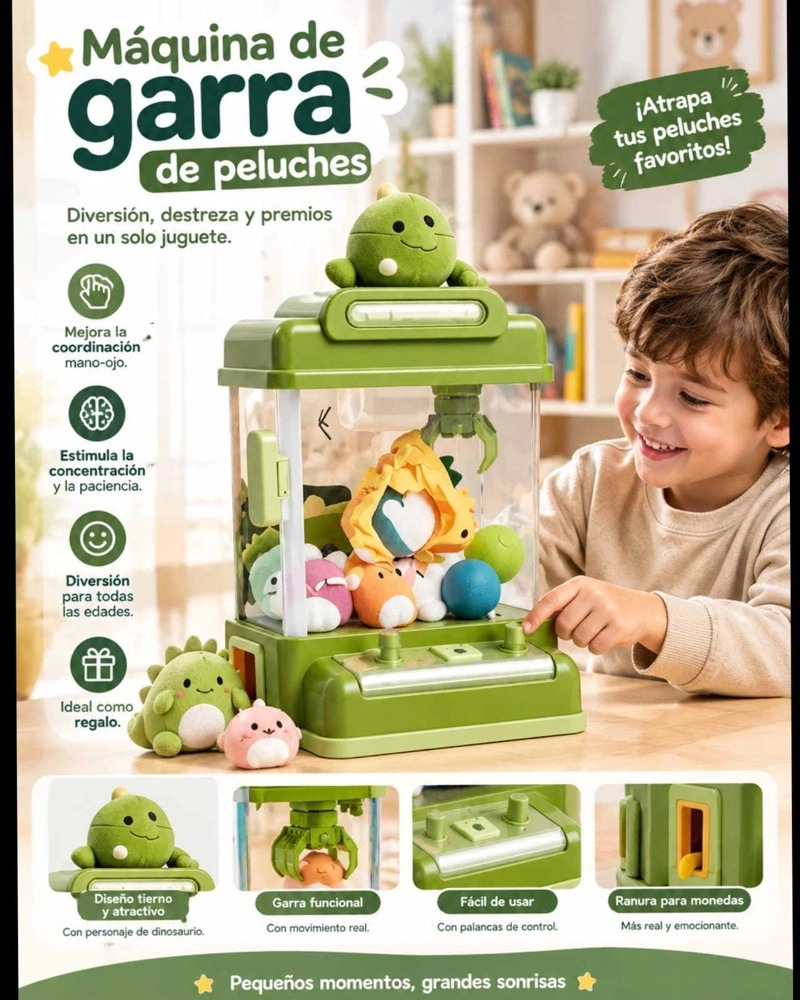 MAQUINA DE PELUCHES INFANTIL INTERACTIVA CON MINI PELUCHES Y CONTROLES - 4